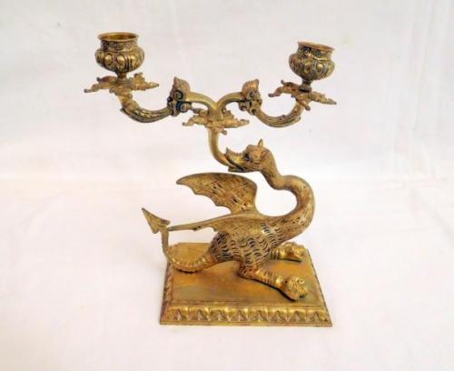 Two-Light Candelabra - patinated bronze - 1890 Two-Light Candelabra - patinated bronze - 1890