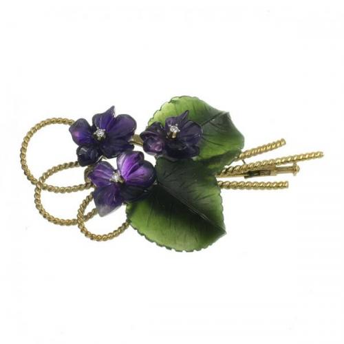 Gold Brooch - gold, brilliant cut diamond - 1930 Gold Brooch - gold, brilliant cut diamond - 1930