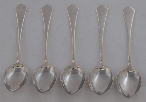 Five silver spoons - Art deco Five silver spoons - Art deco