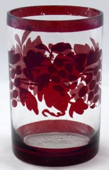 Glass with ruby stainning and grape leaves with gr Glass with ruby stainning and grape leaves with gr
