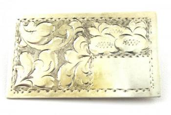 Silver brooch - plate with engraving Silver brooch - plate with engraving