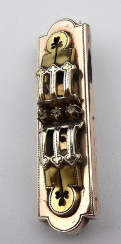 Gilded silver brooch with three rhinestones Gilded silver brooch with three rhinestones