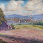 J. Emler - View of a small town with a church towe J. Emler - View of a small town with a church towe