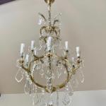 Twelve Light Chandelier - crystal, brass - 1890 Twelve Light Chandelier - crystal, brass - 1890