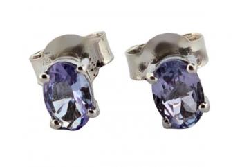Silver Earrings - silver, tanzanite - 1980 Silver Earrings - silver, tanzanite - 1980