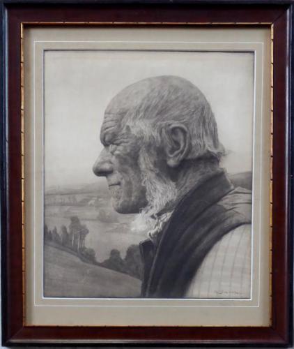 Gustav Jahn - Profile of an older man in landscape Gustav Jahn - Profile of an older man in landscape