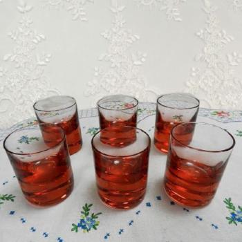 Glasses - glass, ruby glass - Oldřich Lípa / Moser - 1950 Glasses - glass, ruby glass - Oldřich Lípa / Moser - 1950