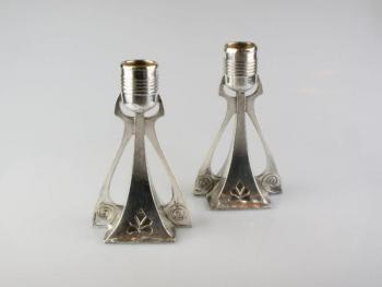 Pair of Candlesticks - patinated metal - WMF Geislingen - 1905