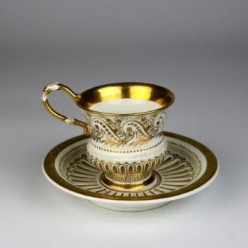 Cup and Saucer - white porcelain - 1830