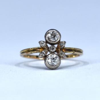 Gold art nouveau diamond ring
