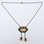 Silver Necklace - silver, citrine - 1935
