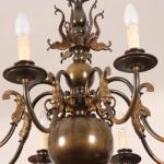 Eight Light Chandelier - patinated metal - 1950