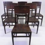 Dining Table and Chairs - leather, solid walnut wood - Art Deco - 1920
