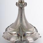 Silver Pedestal Bowl - silver, iridescent glass - 1920
