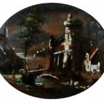 Romantic Landscape with Castle - pearl, glass - 1850
