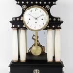 Column Mantel Clock - alabaster, pearl - Carl Balzarek in Mglitz, Bohemia - 1870