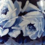Cobalt porcelain vase with roses - Eichwald