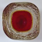 Glass massive ashtray, bowl, ruby center - Murano