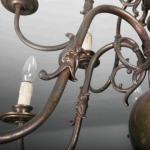 Twelve Light Chandelier - patinated brass - 1950