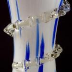 Vase with white and blue glass - clear spiral