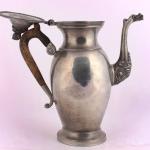 Pewter teapot with wooden handle