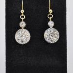 Gold Earrings with Diamonds - silver, yellow gold - 1980