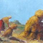 Vaclav Vaner - Woman tying a sheaf of grain, in th