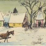 Snowy village PF 1958 - monogram ZH