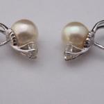 Gold earrings with sea pearls - diamonds 0,60 ct
