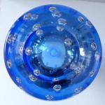 Large crystal vase, blue glass, air bubbles-Vladim
