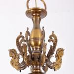 Eight Light Chandelier - patinated brass - 1960