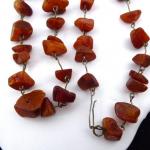 Necklace and double bracelet made of natural amber