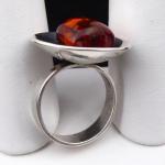 Silver ring with amber - Poland 1963 - 1980 