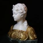 Bust of Woman - alabaster, patinated metal - 1890