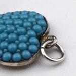 Silver heart, pendant - blue glass beads 
