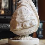 Lamp, embossed seashell carving, marble, France 1900