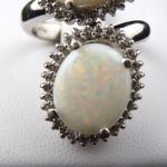 White gold ring with opals and diamonds 