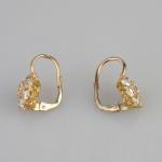 Gold Earrings with Diamonds - yellow gold, diamond - 1950