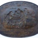Large hanging oval tray with embossed Dutch tavern