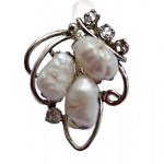 Silver Earrings - silver, pearl - 1960
