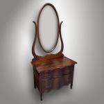 Dressing Table, Czechoslovakia 1920, solid oak, stained, faceted mirror