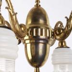 Four Light Chandelier - brass, glass - 1920