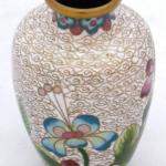 Small brass vase with flowers and enamel