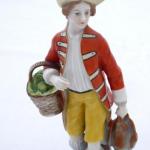 Rococo statue of boy with basket and partridge - O