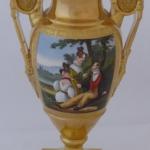 Painted and gilded vase with figures in landscape