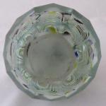 Glass paperweight with striped funnel-shaped flowe