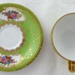 Light green mocca cup with flowers and gilding - V