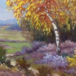 Landscape with birches and heather