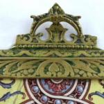 Brass tray with majolica tile - Sarreguemines