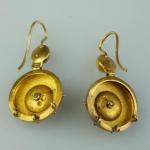 Gold Earrings with Enamel - yellow gold, black enamel - 1860